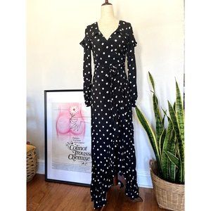 Polka-Dot Ruffle Wrap Dress